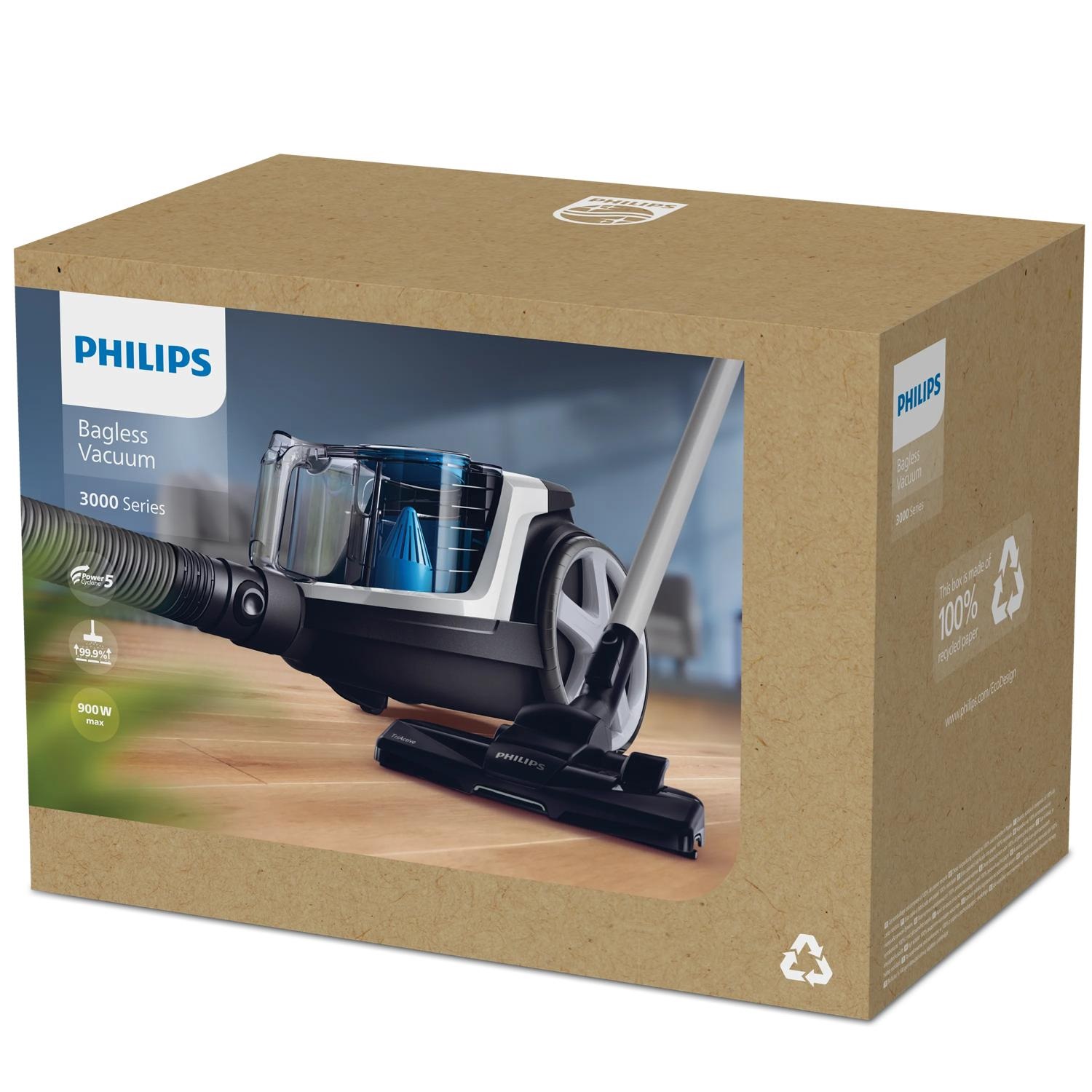 Philips PowerPro Compact Aspirapolvere Senza Sacco FC9332/09 - 900W, PowerCyclone 5, Filtro Allergy H13, Rimuove il 99,9% della Polvere, Svuotamento Igienico, Design Compatto e Leggero