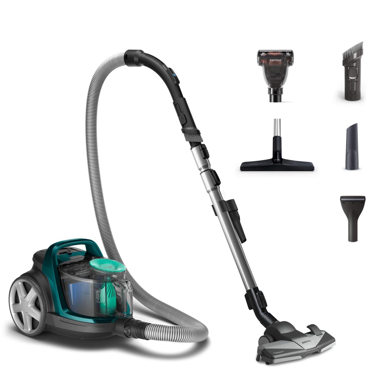 Philips Aspirapolvere senza sacco 900W 74dB con tecnologia PowerCyclone 7 e spazzola TriActive - Modello FC9556-09