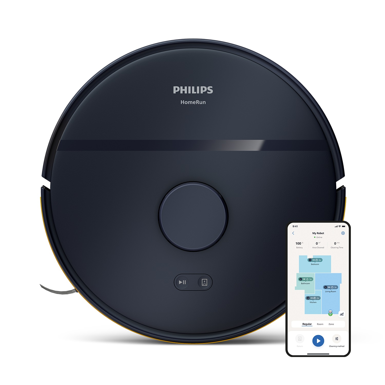 Philips Serie 2000 XU2000/10 - Aspirapolvere Robot 2-in-1 con Funzione Lavaggio, Potenza di Aspirazione 2700 Pa, Autonomia 130 Minuti, Navigazione Laser, Blu Notte