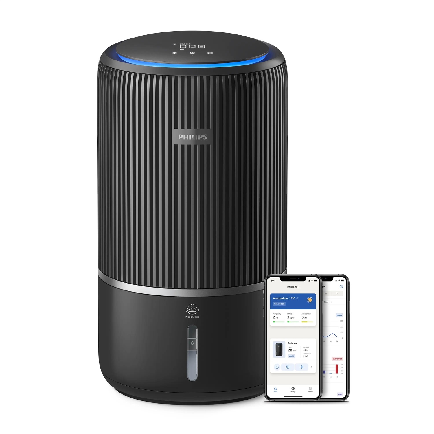 Philips Purificatore e Umidificatore d'Aria 2 in 1 Serie 3400 AC3421/13 con Filtro HEPA NanoProtect, Umidificazione a 650 ml/h e CADR 300 m³/h