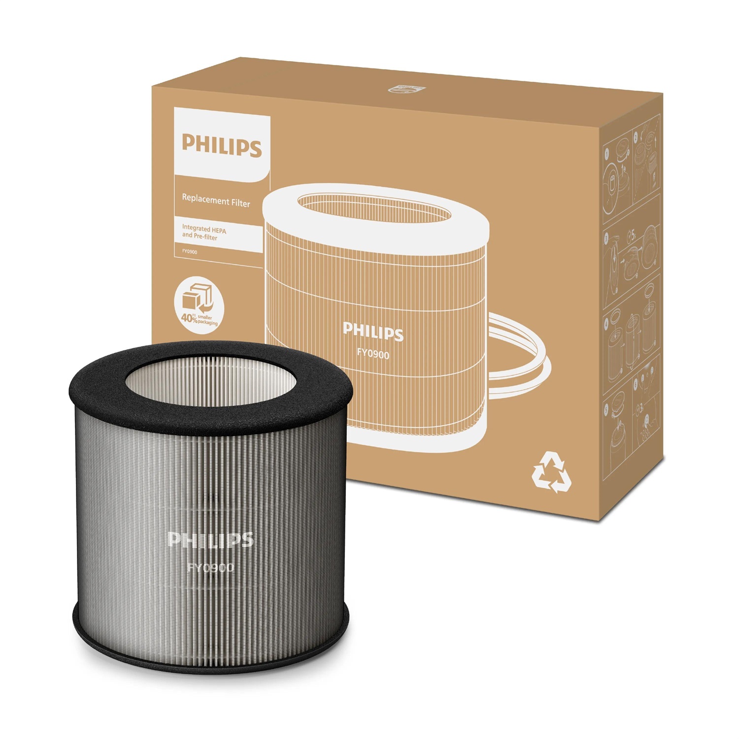 Philips Filtro Aria HEPA NanoProtect FY0900/30 - Ricambio Originale per Purificatori Serie 800 e 900, Durata 12 Mesi