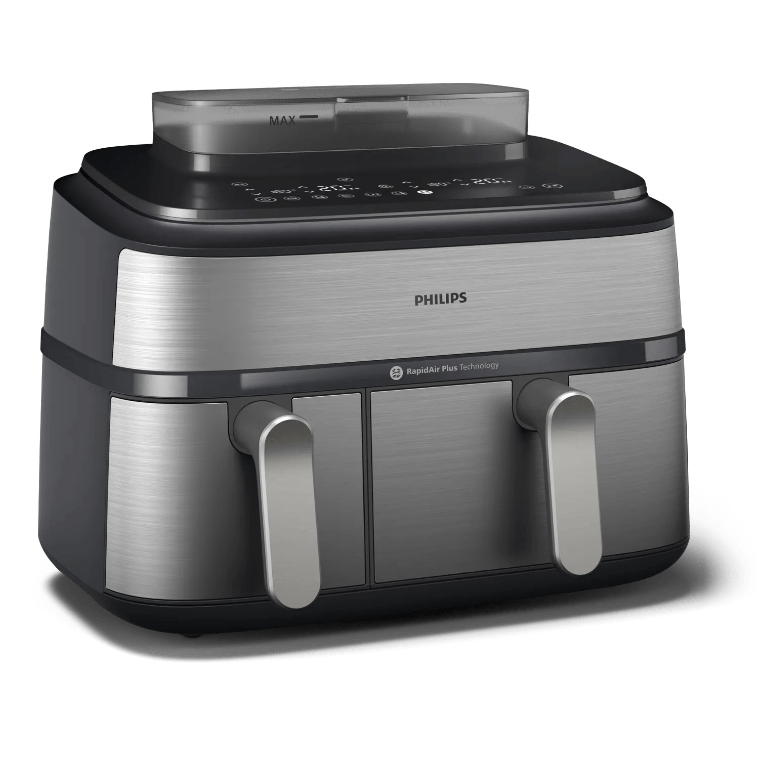 Philips Airfryer Serie 5000 NA555/00 - Friggitrice ad Aria Doppio Cestello 9L, 2750W, Funzione Vapore, 19 Metodi di Cottura, Tecnologia Rapid Air Plus