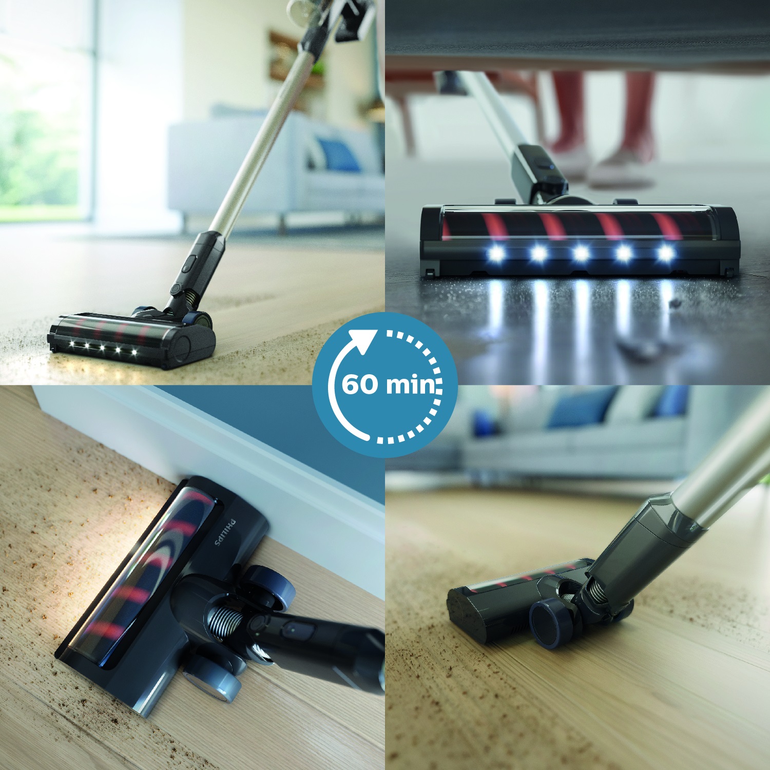 Philips 3000 series Aqua XC3133/01 - Aspirapolvere senza filo con tecnologia PowerCyclone e illuminazione LED