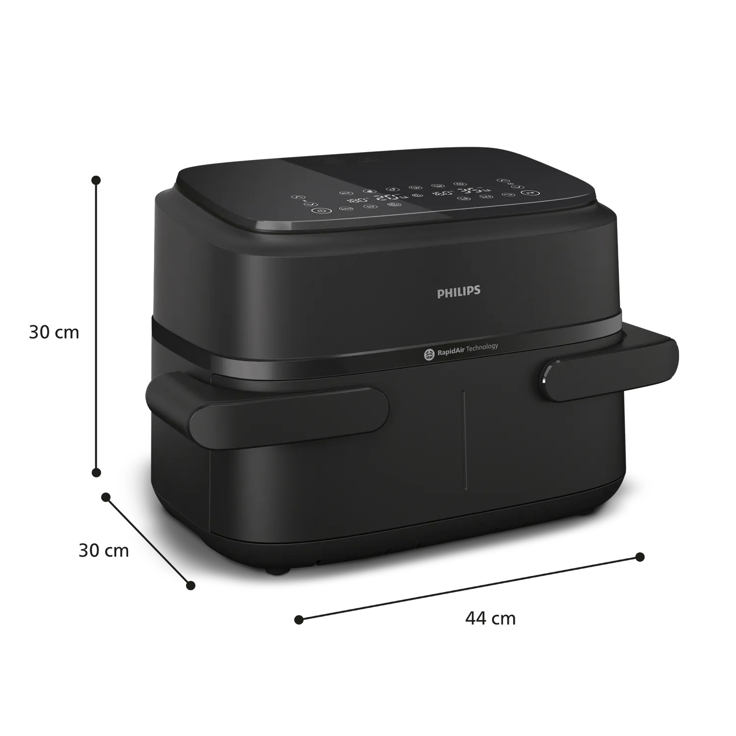 Philips Airfryer Serie 1000 Friggitrice ad Aria Doppio Cestello Flessibile 7.1L 2450W con Tecnologia Rapid Air e App per Ricette NA150/00