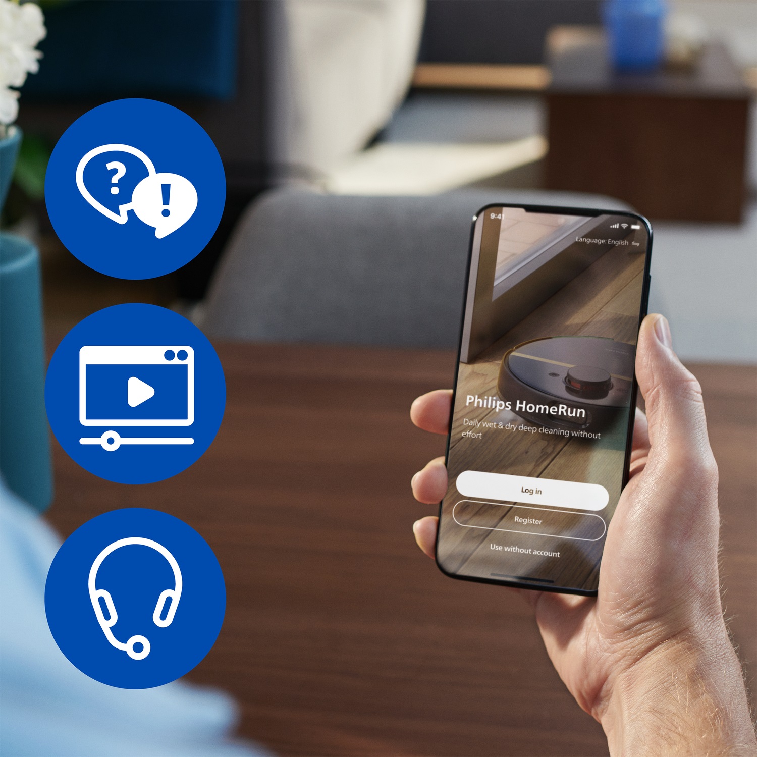 Philips HomeRun Serie 5000 - Robot Aspirapolvere e Lavapavimenti, 10.000 Pa, Doppi Moci Rotanti, Auto-Svuotamento, Navigazione Laser, App HomeRun, Beige Seta