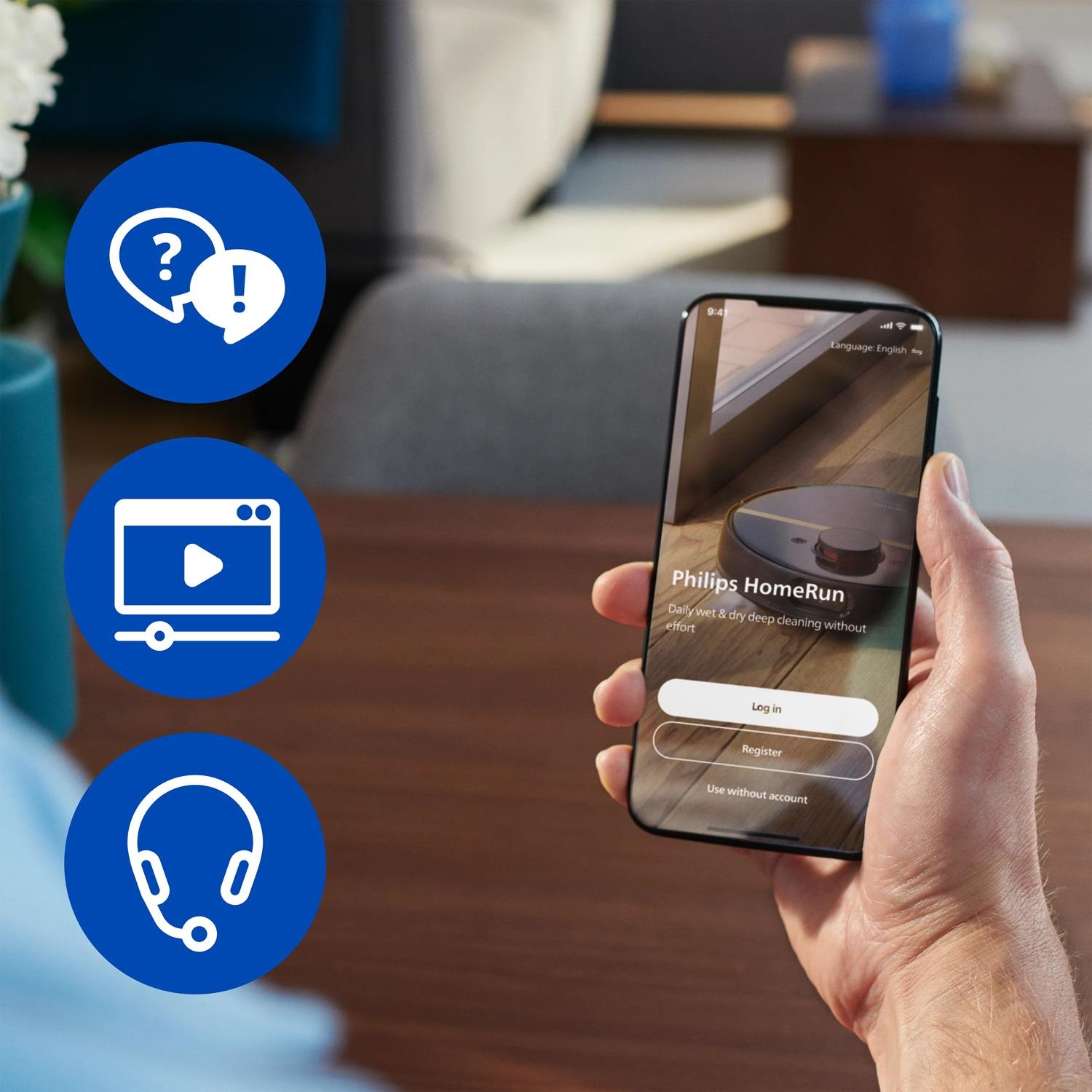 Philips HomeRun Serie 5000 XU5100/10 - Robot Aspirapolvere e Lavapavimenti con Stazione di Svuotamento Automatico e Potente Aspirazione