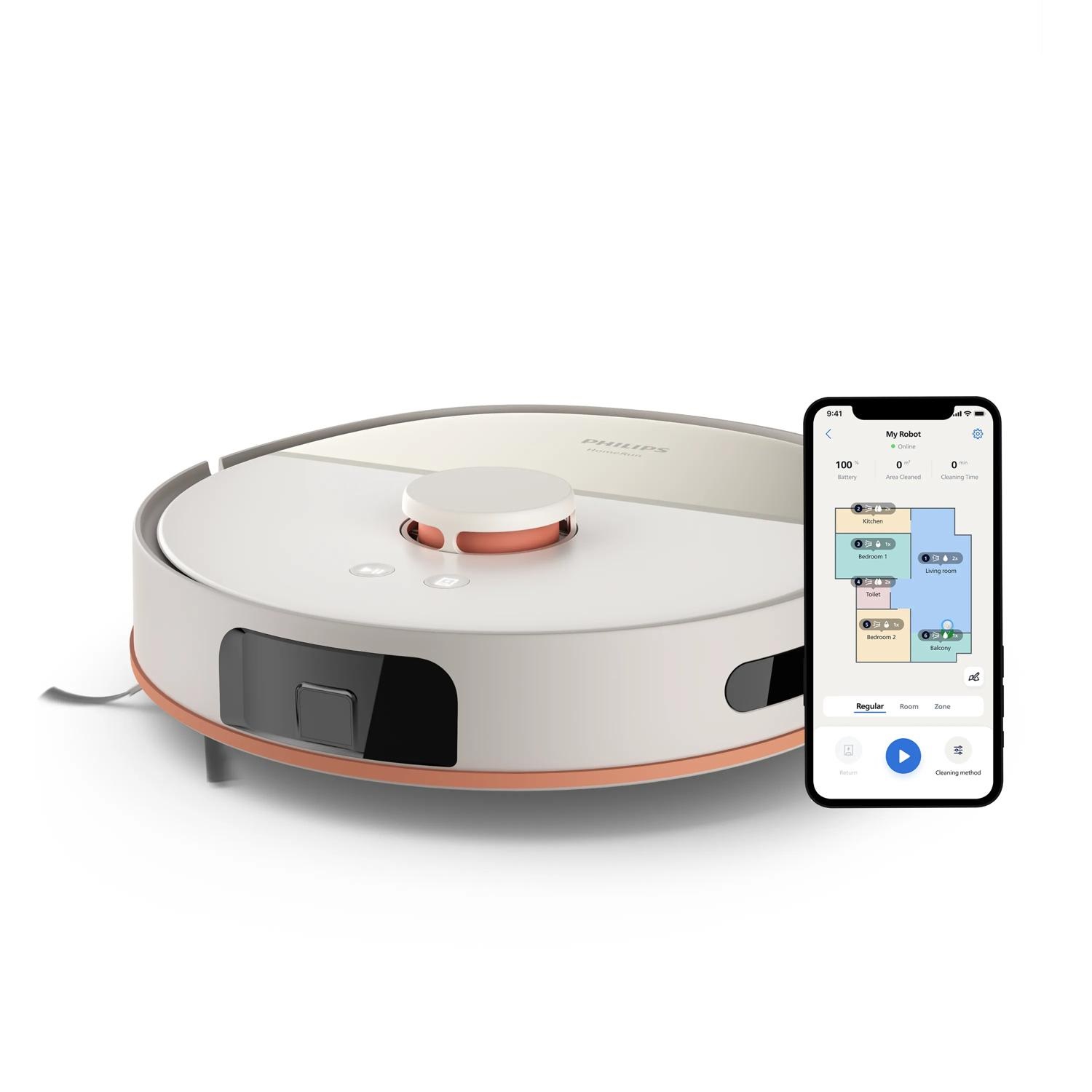 Philips HomeRun Serie 5000 - Robot Aspirapolvere e Lavapavimenti XU5000/20 con Funzioni di Aspirazione e Lavaggio