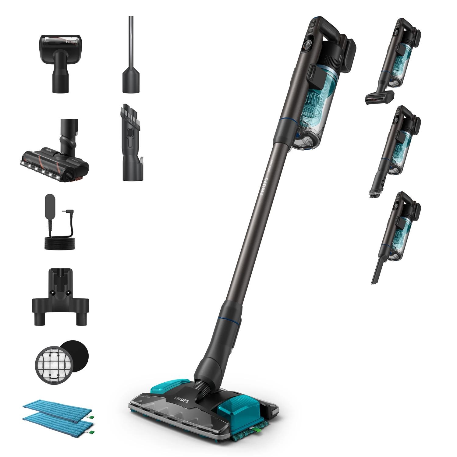 Philips SpeedPro Max 8000 Series Aqua Plus - Aspirapolvere senza fili 2 in 1, capacità 0,6L, asciutto e bagnato, autonomia fino a 80 min