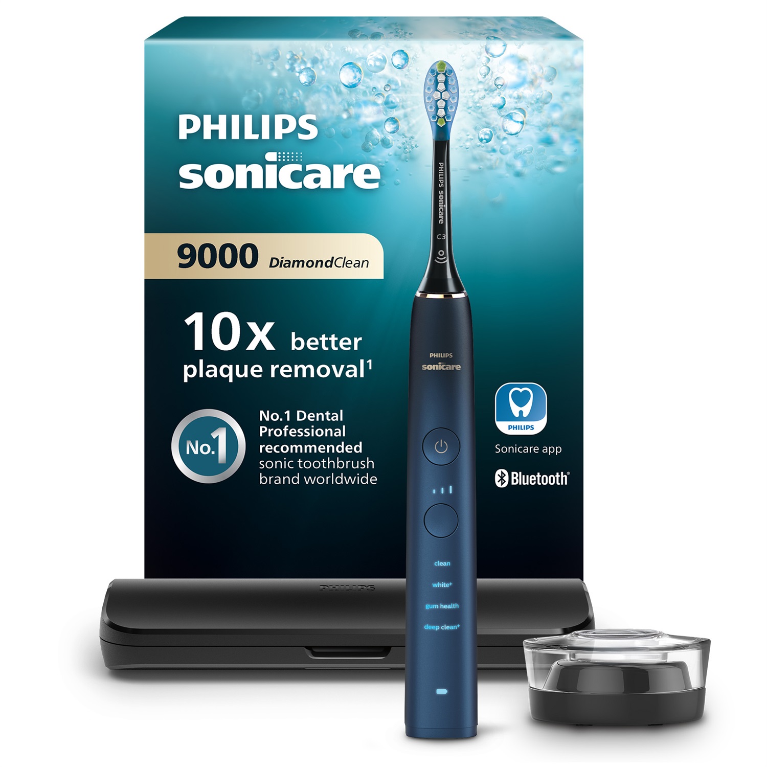 Philips Sonicare DiamondClean 9000 Series Spazzolino Elettrico Sonico Blu Special Edition con Custodia da Viaggio HX9911/88