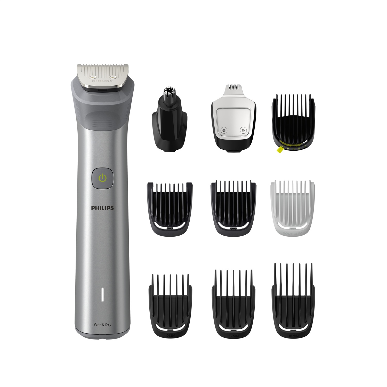 Philips Multigroom Series 5000 MG5920/15 - Rasoio rifinitore all-in-one 10 in 1 per viso, capelli e corpo, Acciaio inossidabile, Ricaricabile, Autonomia 80 min, Wet & Dry