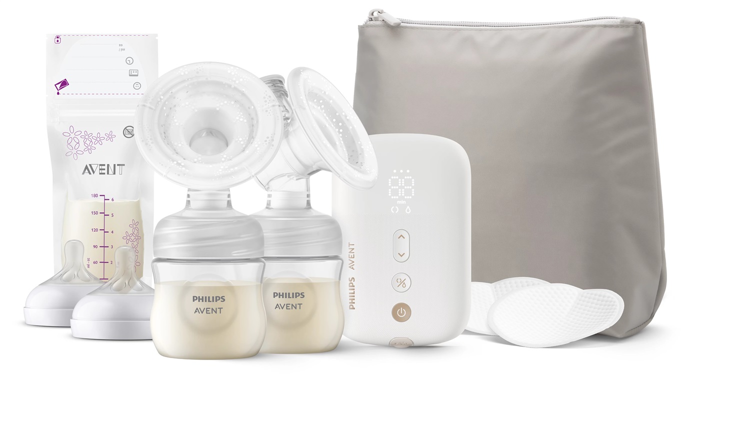 Philips Avent SCF398/31 Tiralatte Elettrico Doppio Ricaricabile con Tecnologia Natural Motion e Borsa da Viaggio