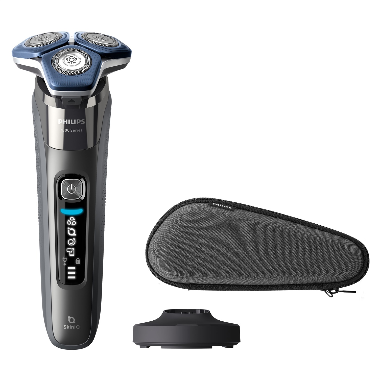 Philips Shaver Series 7000 S7887/35 - Rasoio elettrico Wet & Dry con tecnologia SkinIQ, rifinitore a scomparsa, base di ricarica, custodia da viaggio e spazzola di pulizia