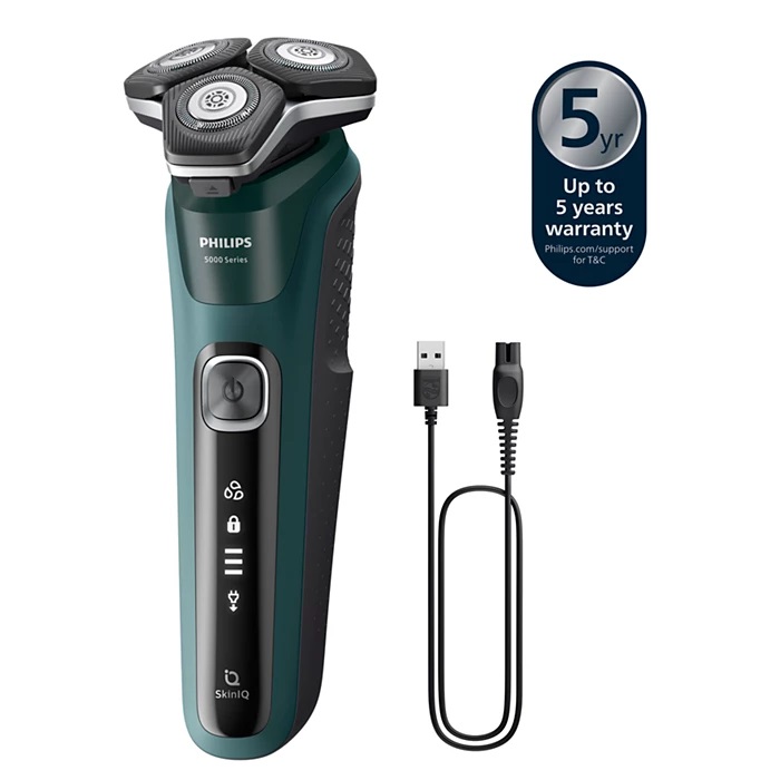 Philips Rasoio Elettrico Wet & Dry Series 5000 S5884/69 con Tecnologia SkinIQ e Testine Flessibili 360-D