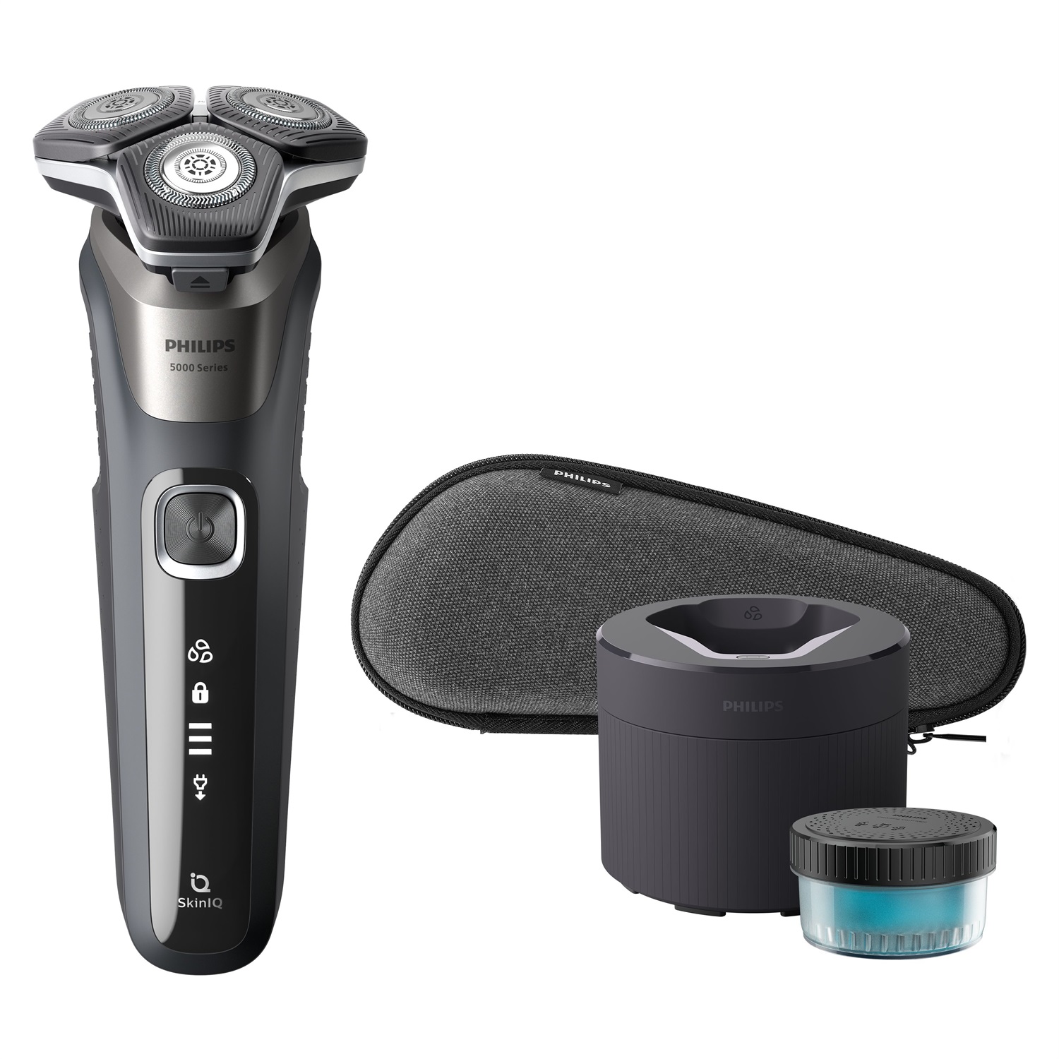 Philips Rasoio Elettrico Wet & Dry SHAVER Series 5000 S5887/50 con Testina Rotante e SteelPrecision blades, Autonomia 60 minuti, Colore Grigio