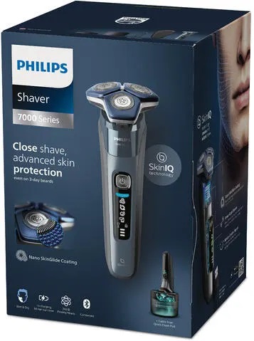Philips SHAVER Series 7000 S7882/55 Rasoio Elettrico Wet & Dry Blu con SteelPrecision Blades e GroomTribe