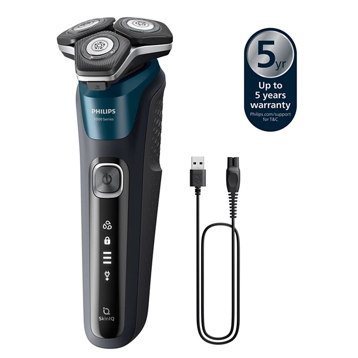 Philips SHAVER Series 5000 S5889/11 Rasoio Elettrico Wet & Dry con SteelPrecision Blades, Rotazione, Acciaio Inox, Colore Marrone, Autonomia 60 min