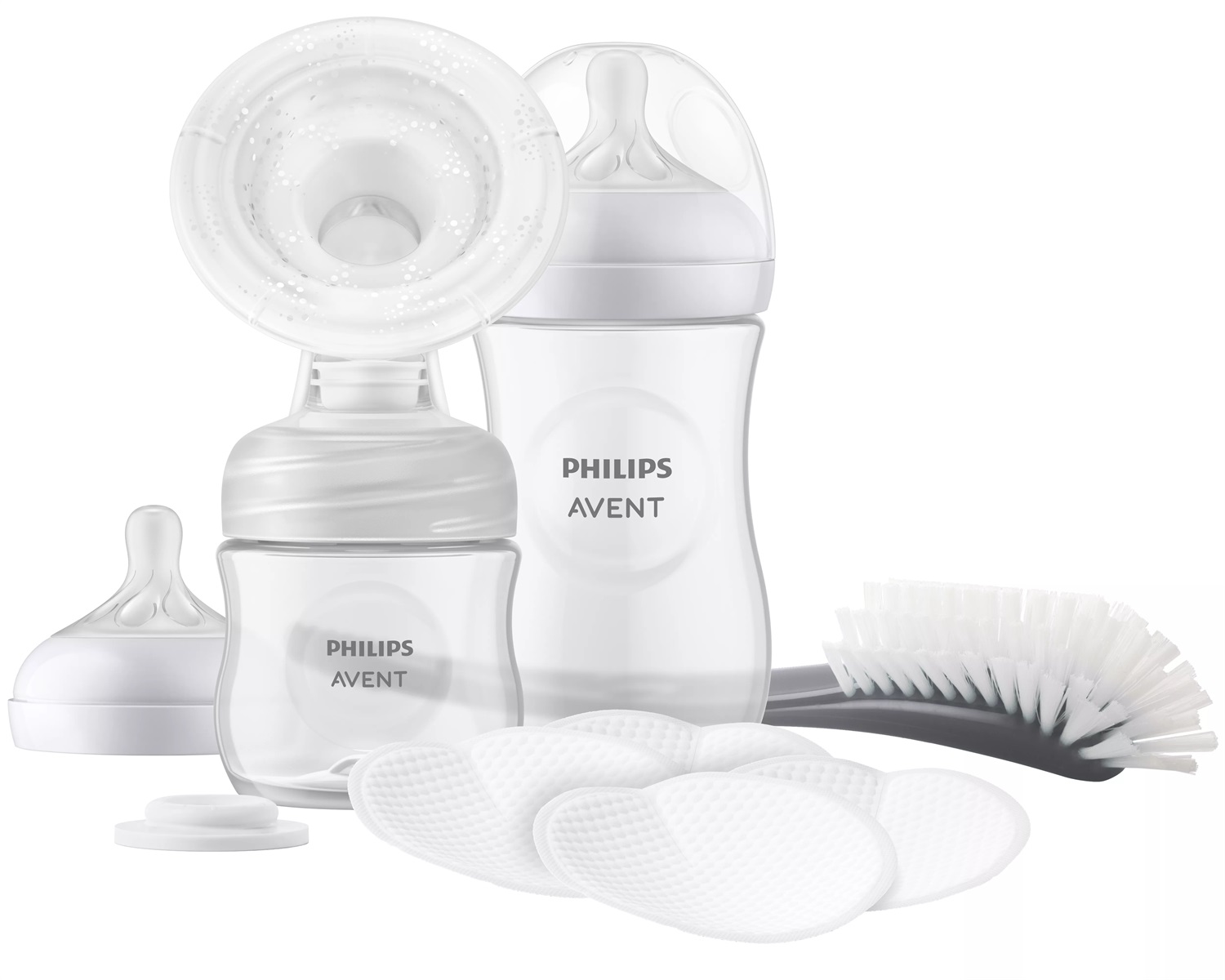 Philips Avent Tiralatte Manuale SCD430/60 con Biberon 260ml e 125ml, Senza BPA e 4 Coppette Assorbilatte Monouso