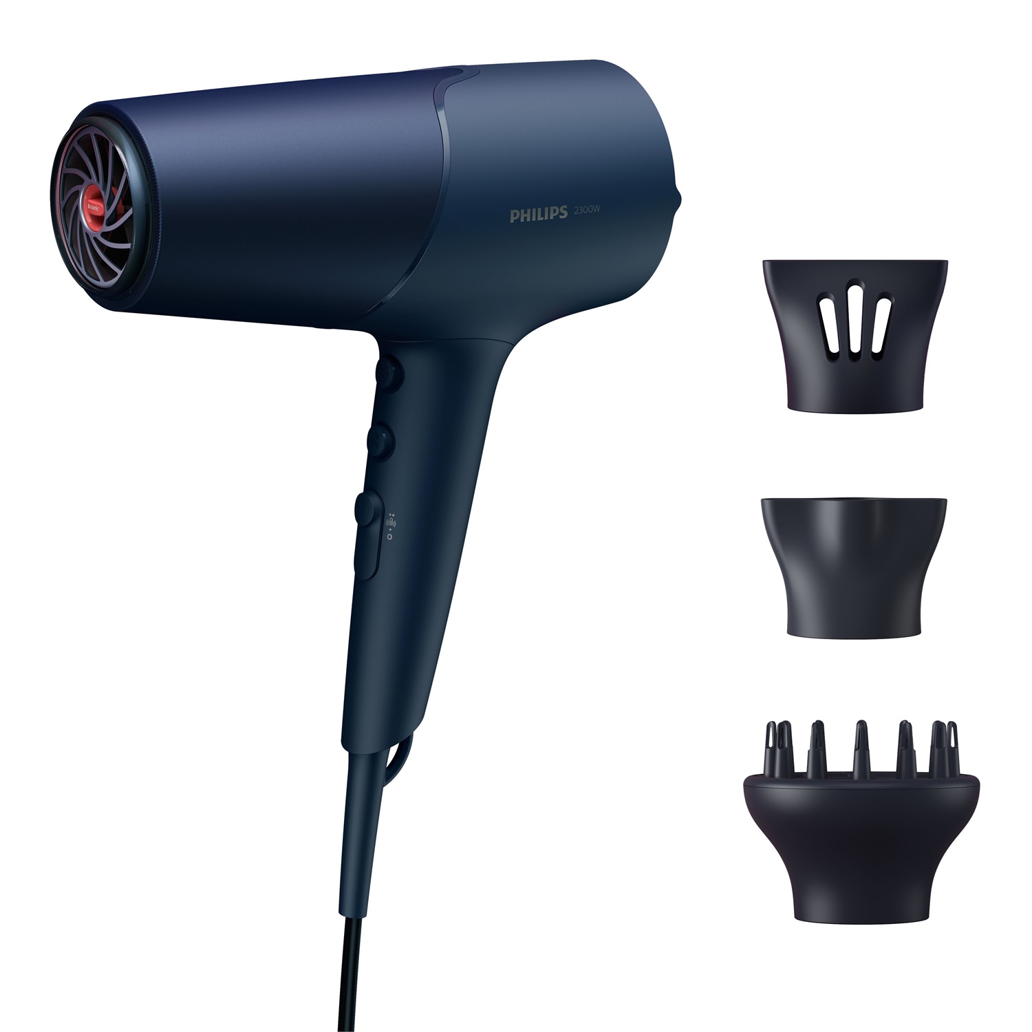 Philips Asciugacapelli Serie 5000 BHD510/20 - 2300W, Tecnologia ThermoShield, Blu Metallizzato, Beccucci da 9 mm e 11 mm, Diffusore