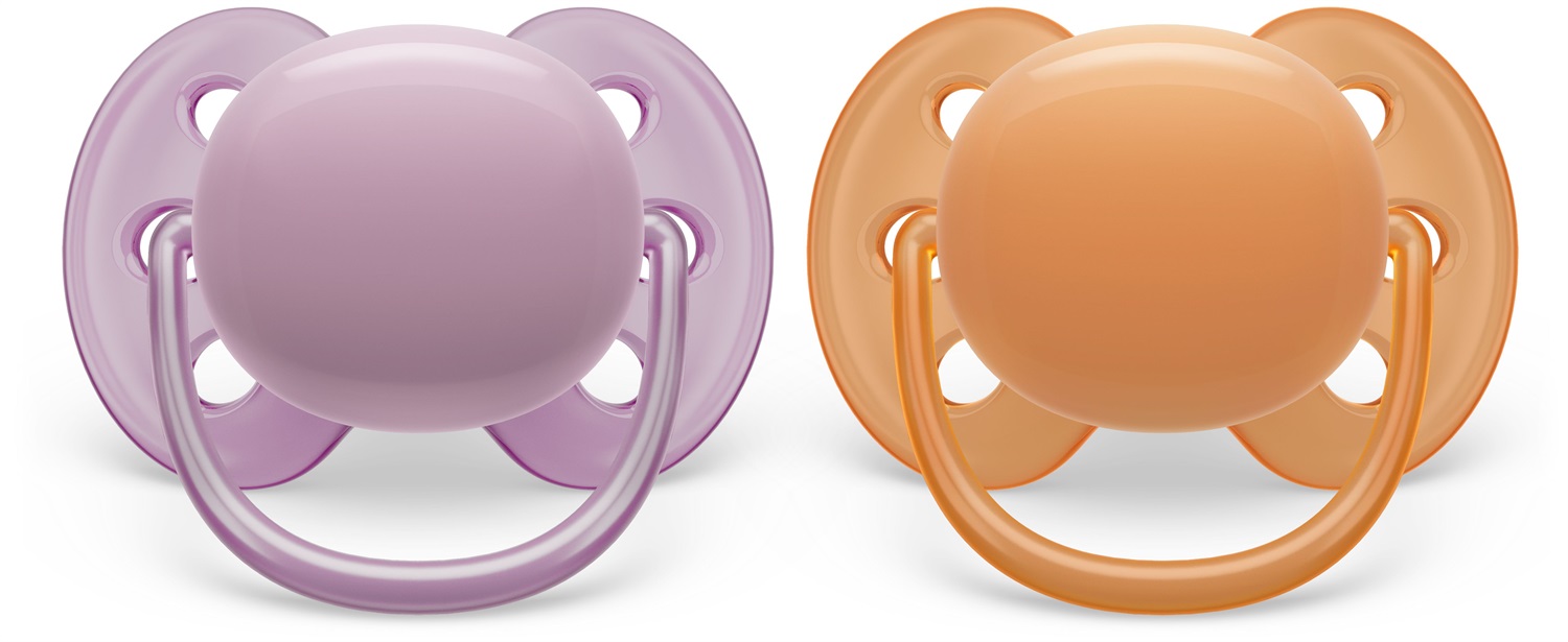 Philips AVENT Ciuccio Ultra Soft SCF091/33 - 2 Succhietti Morbidi e Flessibili per Bambini 6-18 Mesi, Senza BPA, con Custodia per Sterilizzatore