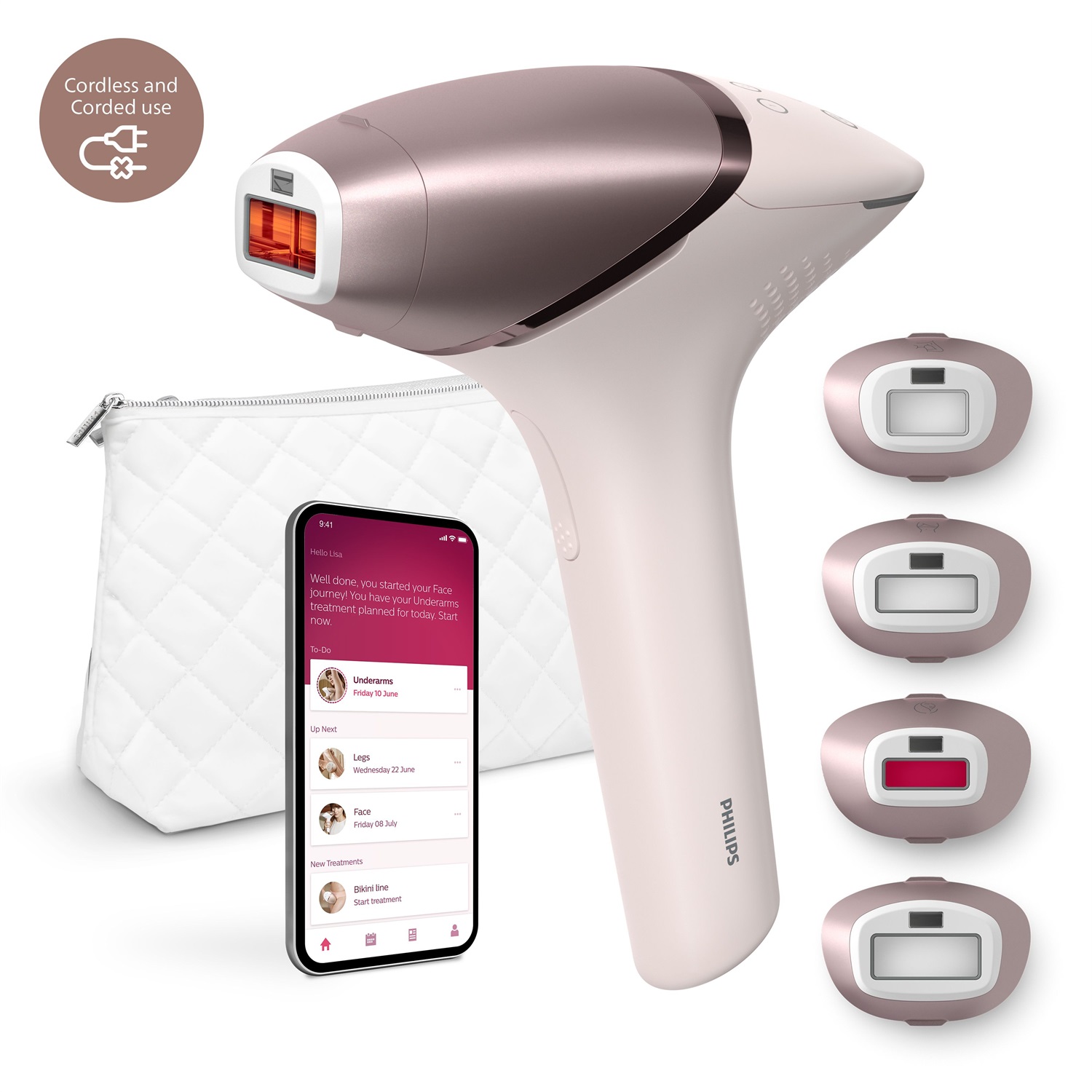 Philips Lumea Prestige IPL 9000 Series BRI958/00 - Dispositivo di epilazione IPL con tecnologia SenseIQ e guida personalizzata