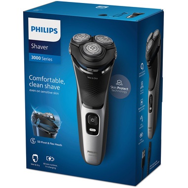 Philips S3143/00 Rasoio elettrico Wet & Dry 3000 Series con Testine Pivot & Flex 5D e Lame PowerCut