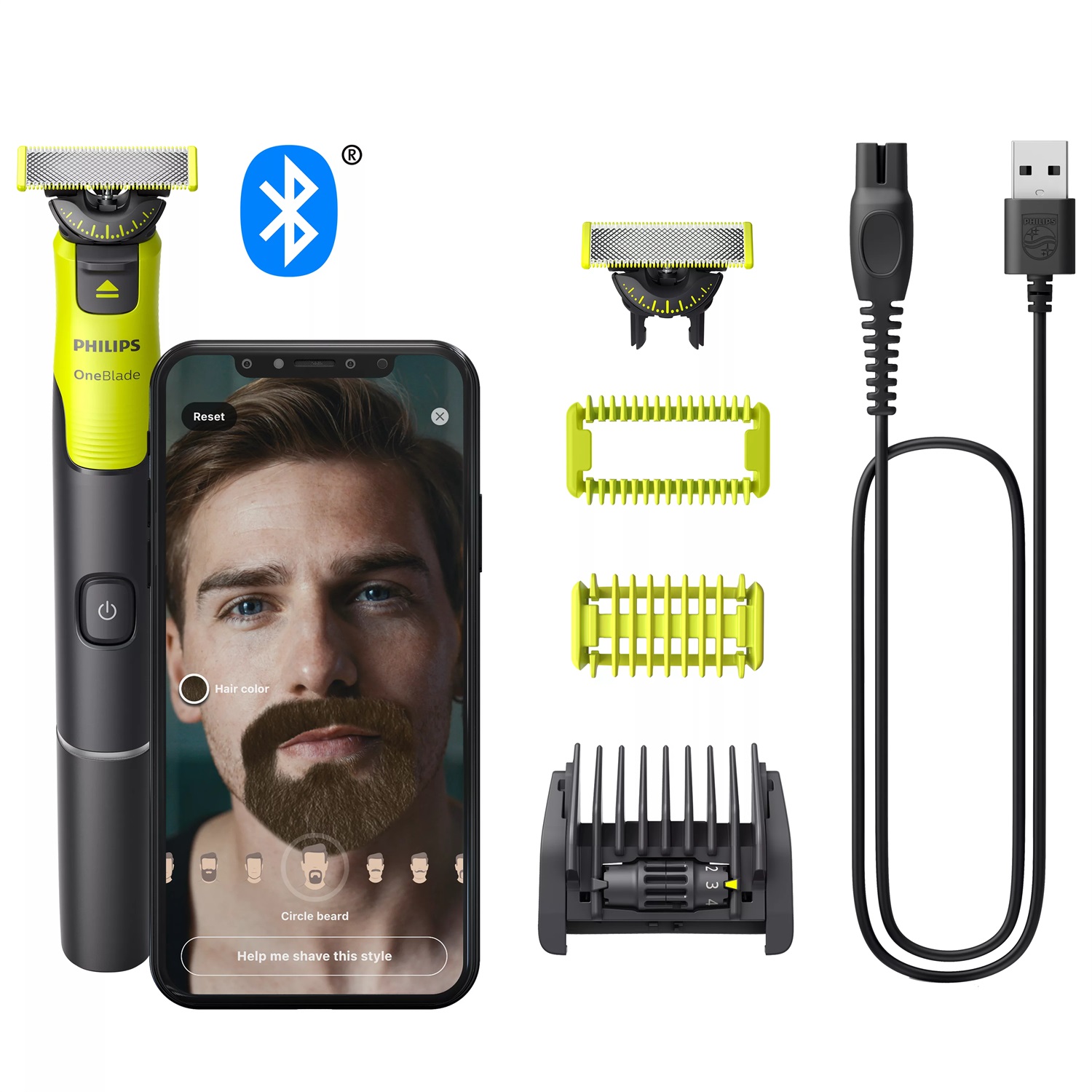 Philips OneBlade 360 QP4631/30 - Regolabarba Elettrico Face Body con Tecnologia a 360, Lame 360 e Pettine Regolabile 5 in 1