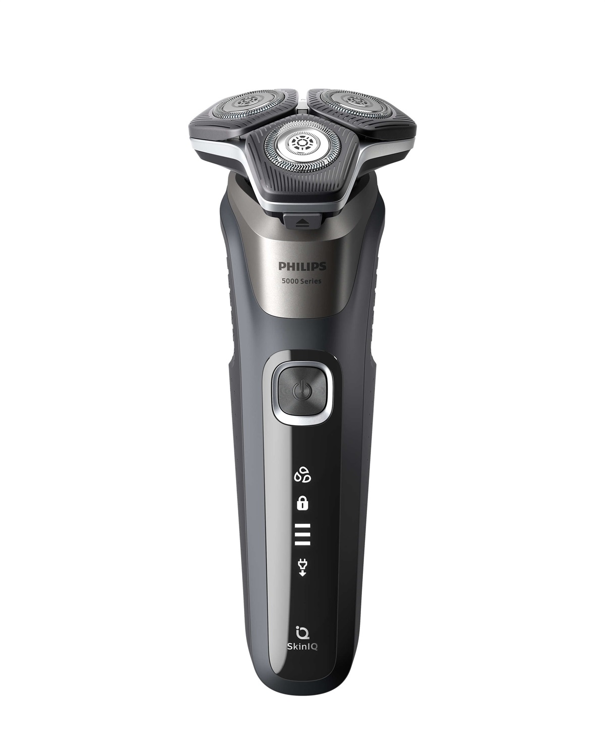 Philips SHAVER Series 5000 S5887/13 - Rasoio elettrico Wet & Dry in grigio carbonio con tecnologia SkinIQ, 45 lame autoaffilanti, rifinitore a scomparsa, astuccio morbido e supporto di ricarica