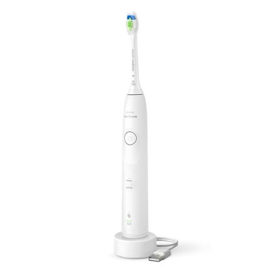 Philips Sonicare 5500 HX7110/01 Spazzolino Elettrico Sonico Bianco con Avviso di Pressione, EasyStart, Smartimer e BrushPacer