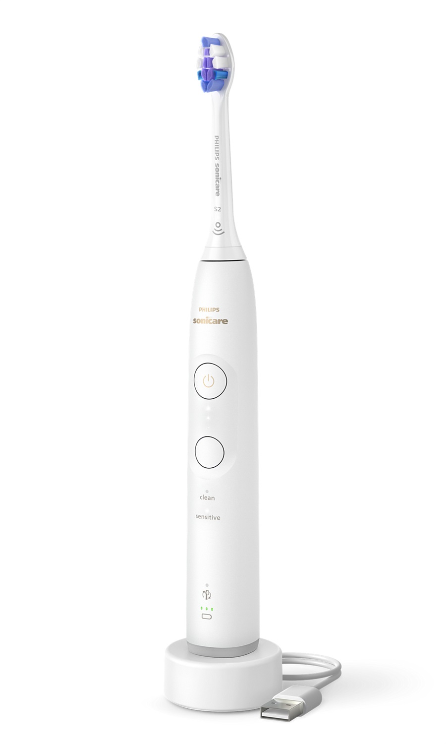 Philips Sonicare 6100 HX7400/02 Spazzolino Sonico Ricaricabile con 2 Modalità, 3 Livelli di Intensità, Avviso di Pressione, EasyStart, SmartTimer, BrushPacer e Custodia da Viaggio - Bianco