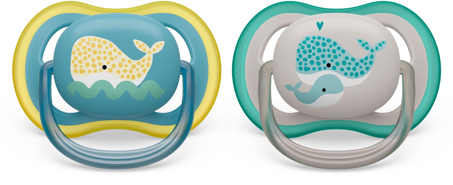 Philips Avent Ultra Air SCF349/24 - Ciuccio Leggero e Traspirante per Bambini dai 18 Mesi, Senza BPA, Con Pulsante Fluorescente, Confezione da 2 Pezzi