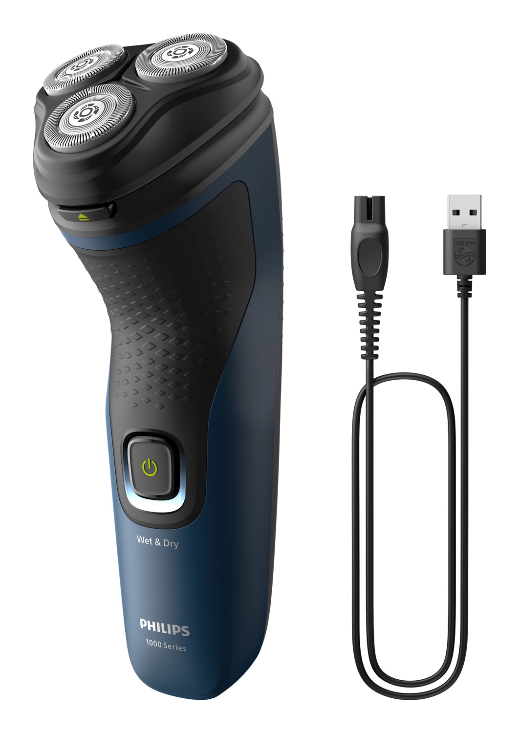 Philips S1151/00 Rasoio Elettrico Rotazione Trimmer Wet & Dry Ricaricabile Nero Blu