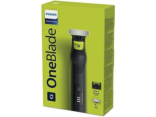 Philips OneBlade QP6506/15 - Rasoio Pro per Barba, Regola e Rifinisce, Batteria Ioni di Litio, 90 Minuti di Funzionamento, Colore Nero/Lime