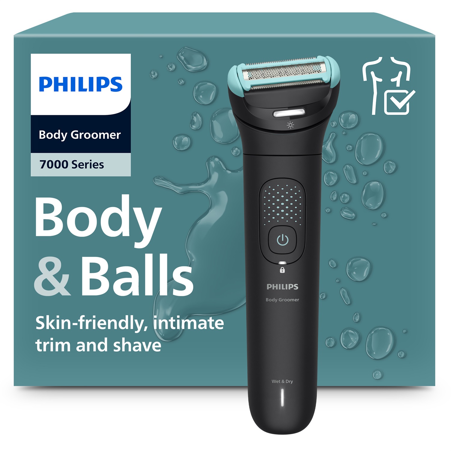 Philips Body Groomer 7000 Series BG7475/15 - Testina Flessibile 2D, Doppia Rifinitura/Rasatura, Uso Bagnato e Secco