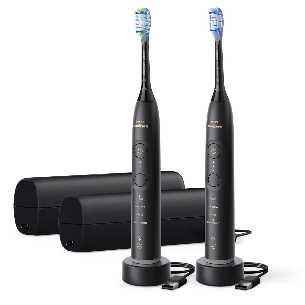Philips Sonicare 7100 HX7429/03 Spazzolino Elettrico Sonico con App, 4 Modalità, 3 Livelli di Intensità, Avviso di Pressione, EasyStart, Nero, Confezione da 2