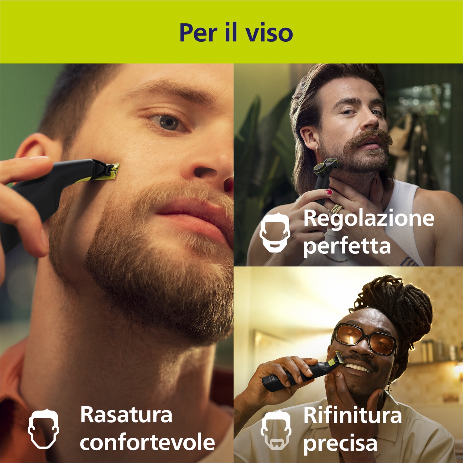 Philips OneBlade Pro 360 QP6542/15 - Rasoio, Regolabarba e Rifinitore Wet&Dry con Pettine di Precisione Regolabile, 14 Lunghezze, Autonomia 90 Minuti, Nero e Lime
