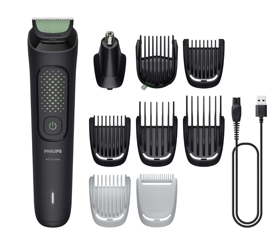 Philips Multigroom 3000 - Rifinitore 9 in 1 con lame autoaffilanti e 12 impostazioni di lunghezza