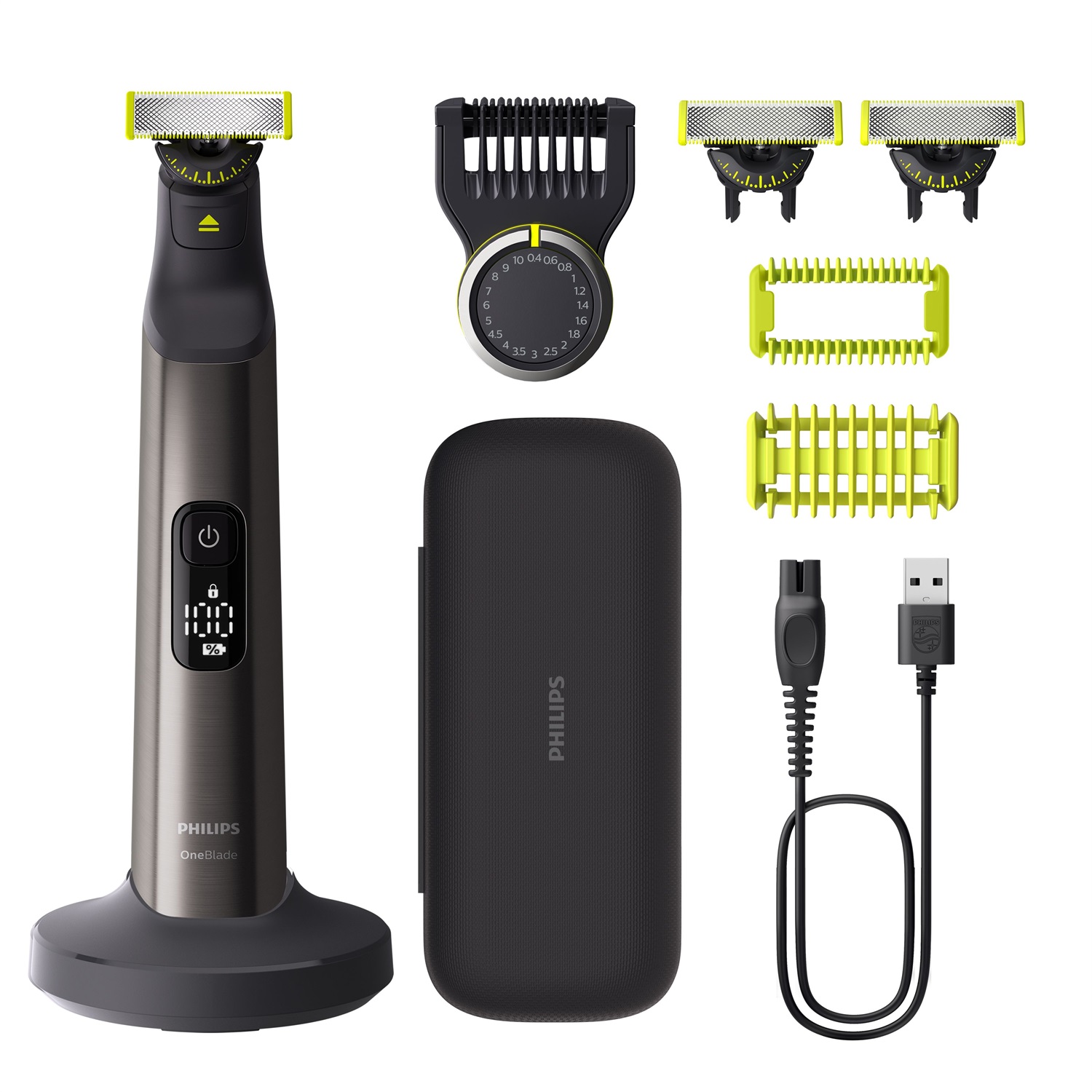 Philips OneBlade Pro 360 QP6652/35 - Regolabarba elettrico per viso e corpo, rasoio e depilatore con 3x lame, pettine da 20, kit corpo, supporto di ricarica e custodia da viaggio