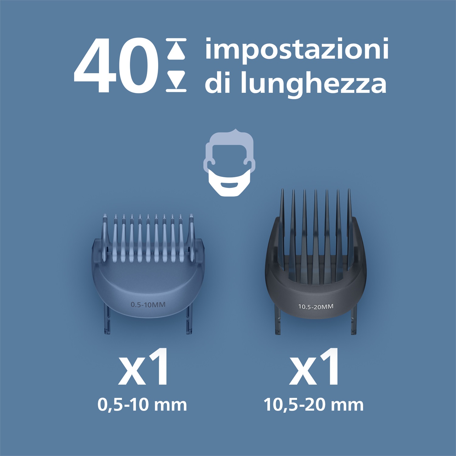 Philips BT3620/15 Regolabarba Serie 3000 - Tagliapeli e Tagliacapelli con Lame Autoaffilanti e 40 Impostazioni di Lunghezza