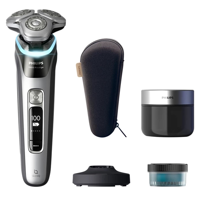 Philips i9000 Prestige XP9204/30 Rasoio Elettrico Wet & Dry con SkinIQ, Lift&Cut, Batteria Ioni di Litio, Argento