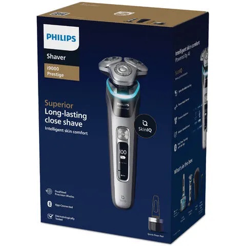Philips i9000 Prestige XP9204/30 Rasoio Elettrico Wet & Dry con SkinIQ, Lift&Cut, Batteria Ioni di Litio, Argento