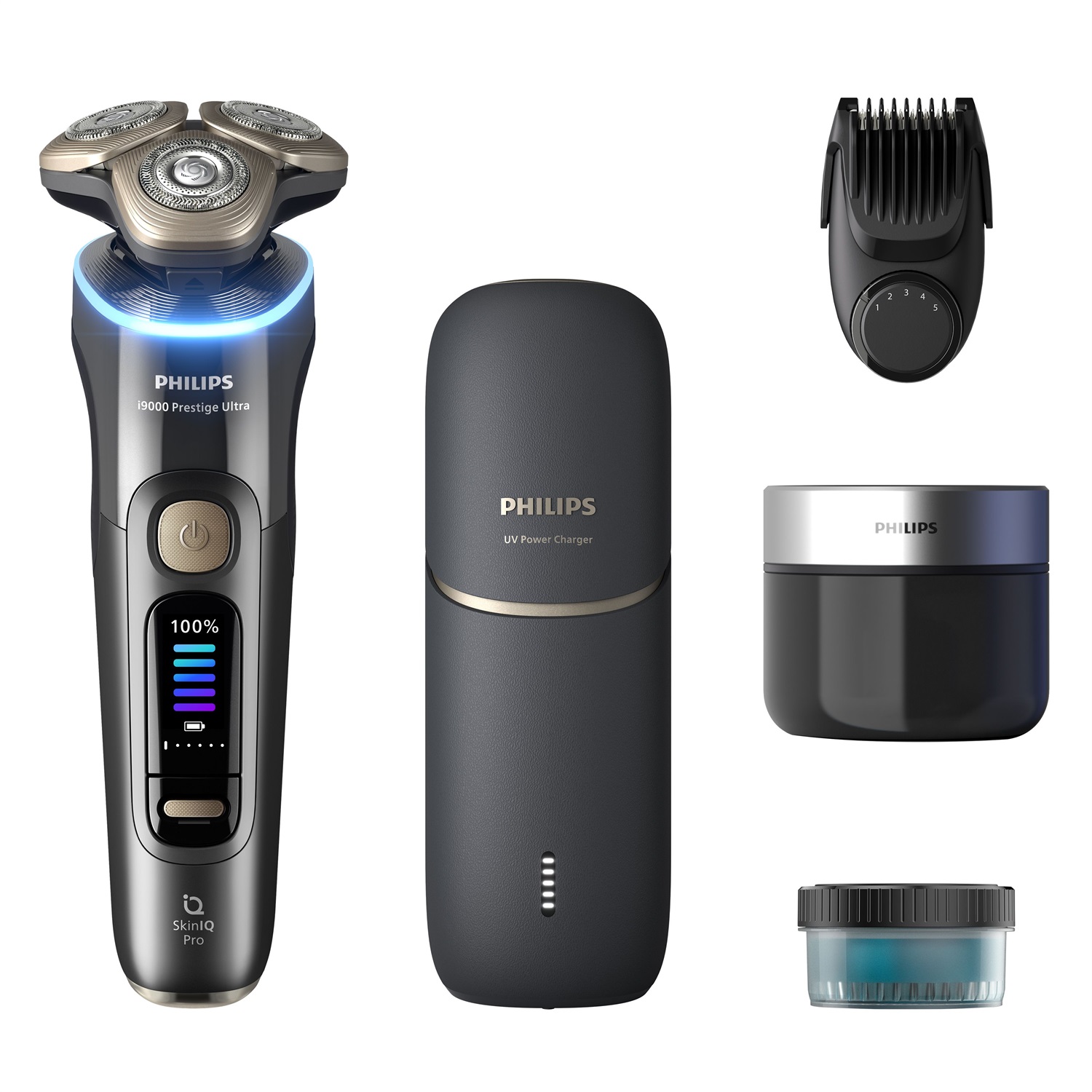 Philips i9000 Prestige Ultra - Rasoio elettrico Wet & Dry con tecnologia SkinIQ Pro, triplo sistema Lift & Cut, lame NanoTech 360º e 5 modalità di rasatura - XP9402/46