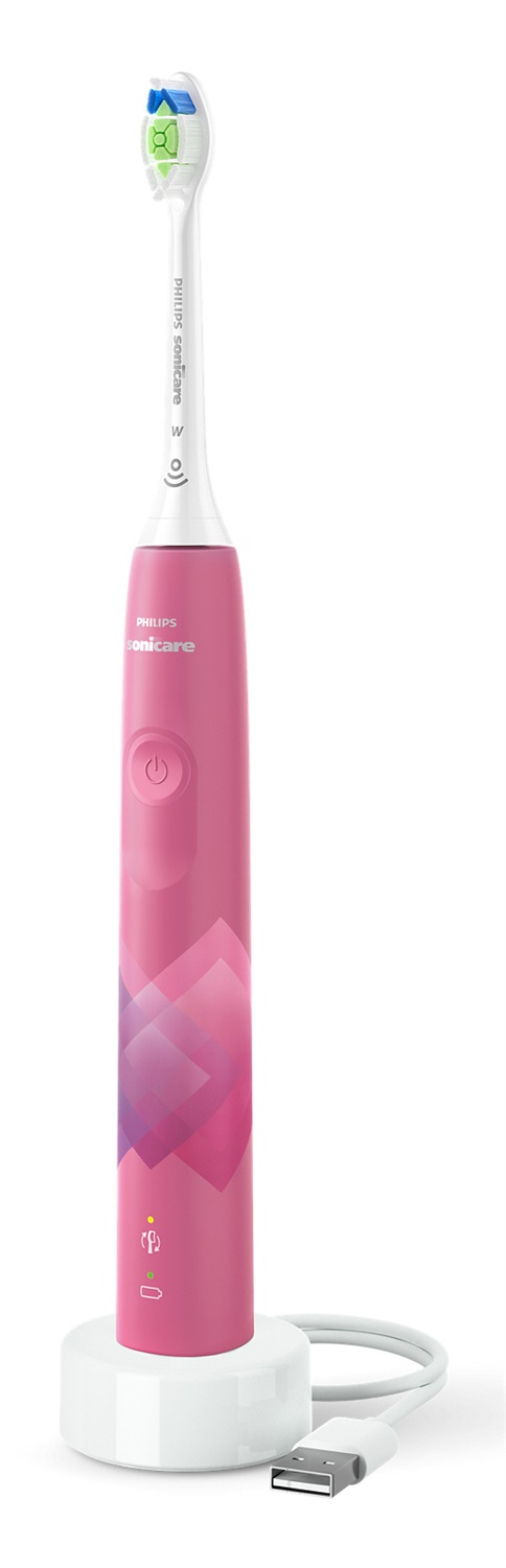Philips Sonicare 4100 HX3689/41 Spazzolino Elettrico Sonico con Due Modalità, Sensore di Pressione e Timer, Paradise Pink Prismatic