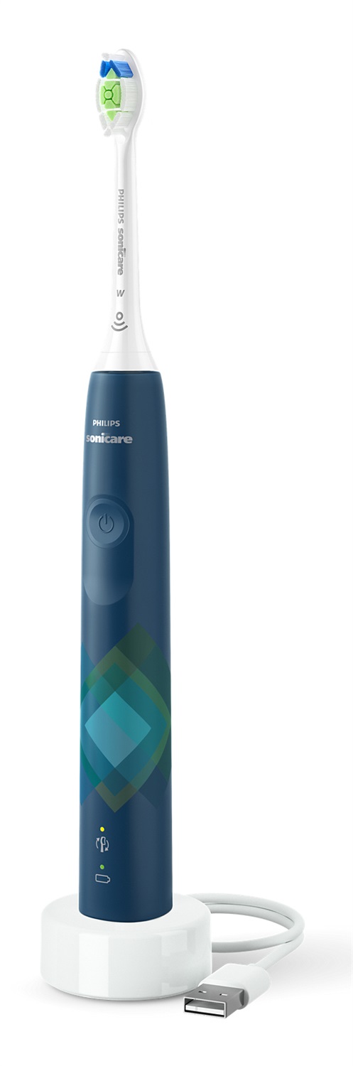 Philips Sonicare 4100 HX3689/42 Spazzolino Elettrico Sonico con Due Modalità, Sensore di Pressione e Timer, Malibu Blue Prismatic