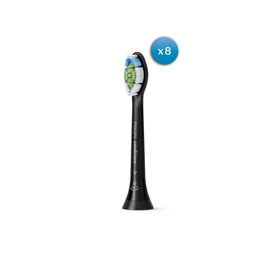 Philips Sonicare W2 Optimal White HX6068/88 - Testine di ricambio originali, confezione da 8, colore nero, per una pulizia e sbiancamento eccezionali