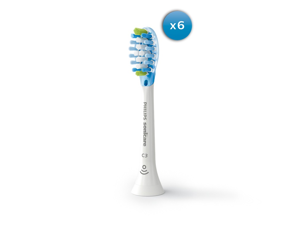 Philips Sonicare C3 Premium Plaque Defence HX9046/87 - Testine di ricambio originali, confezione da 6, bianco
