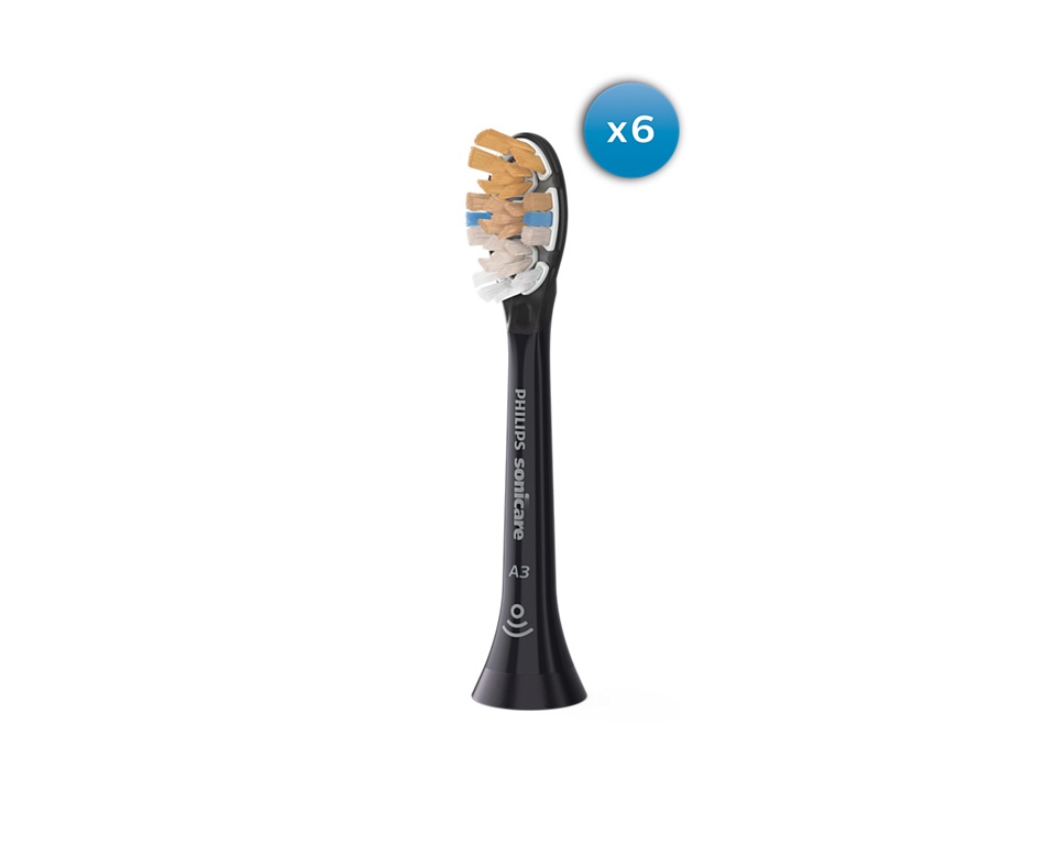 Philips Sonicare A3 Premium All-in-One - Testine di ricambio originali, confezione da 6, nero