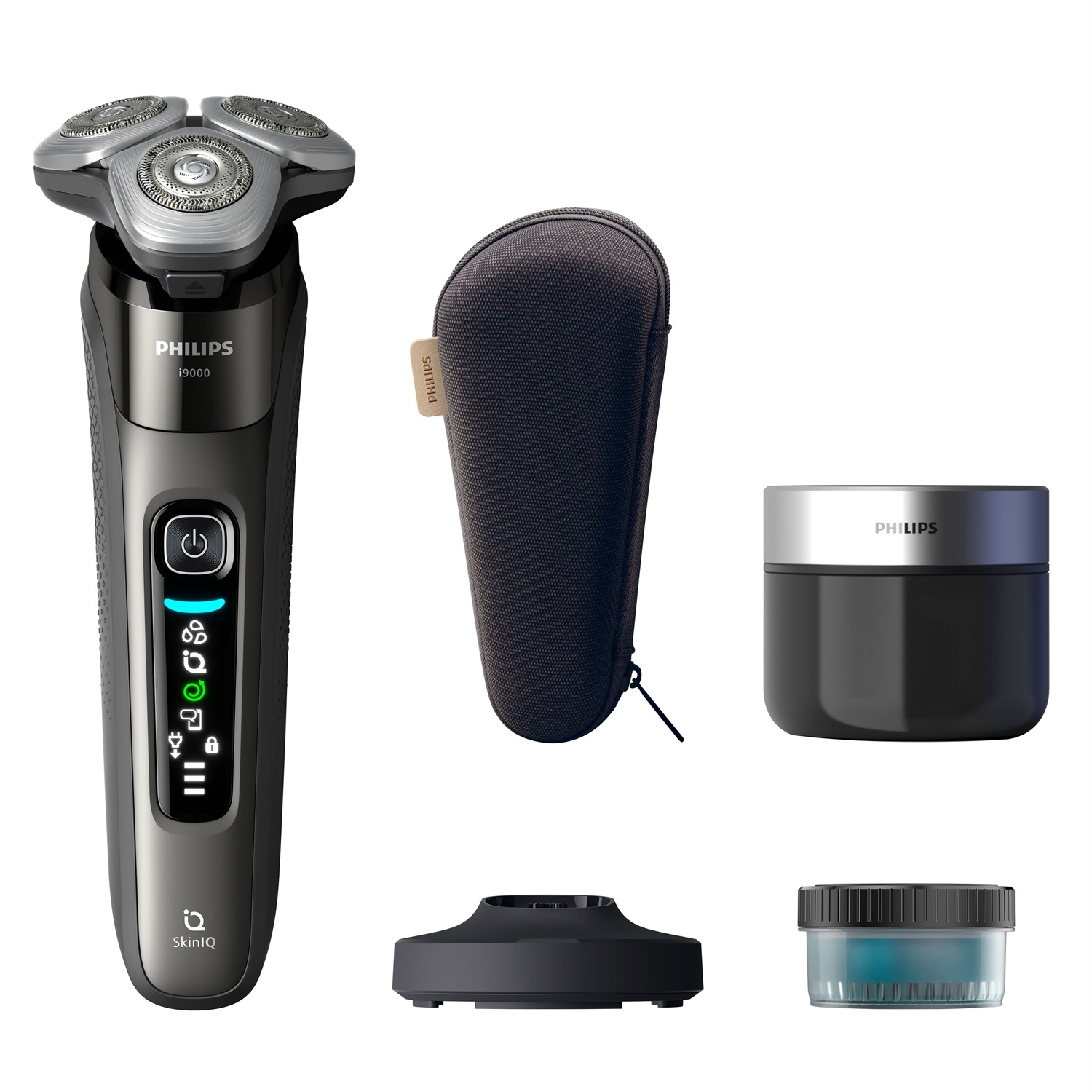 Philips Shaver i9000 X9002/30 - Rasoio Elettrico Wet & Dry con Tecnologia SkinIQ, Doppie Lame SteelPrecision e Sistema Lift&Cut