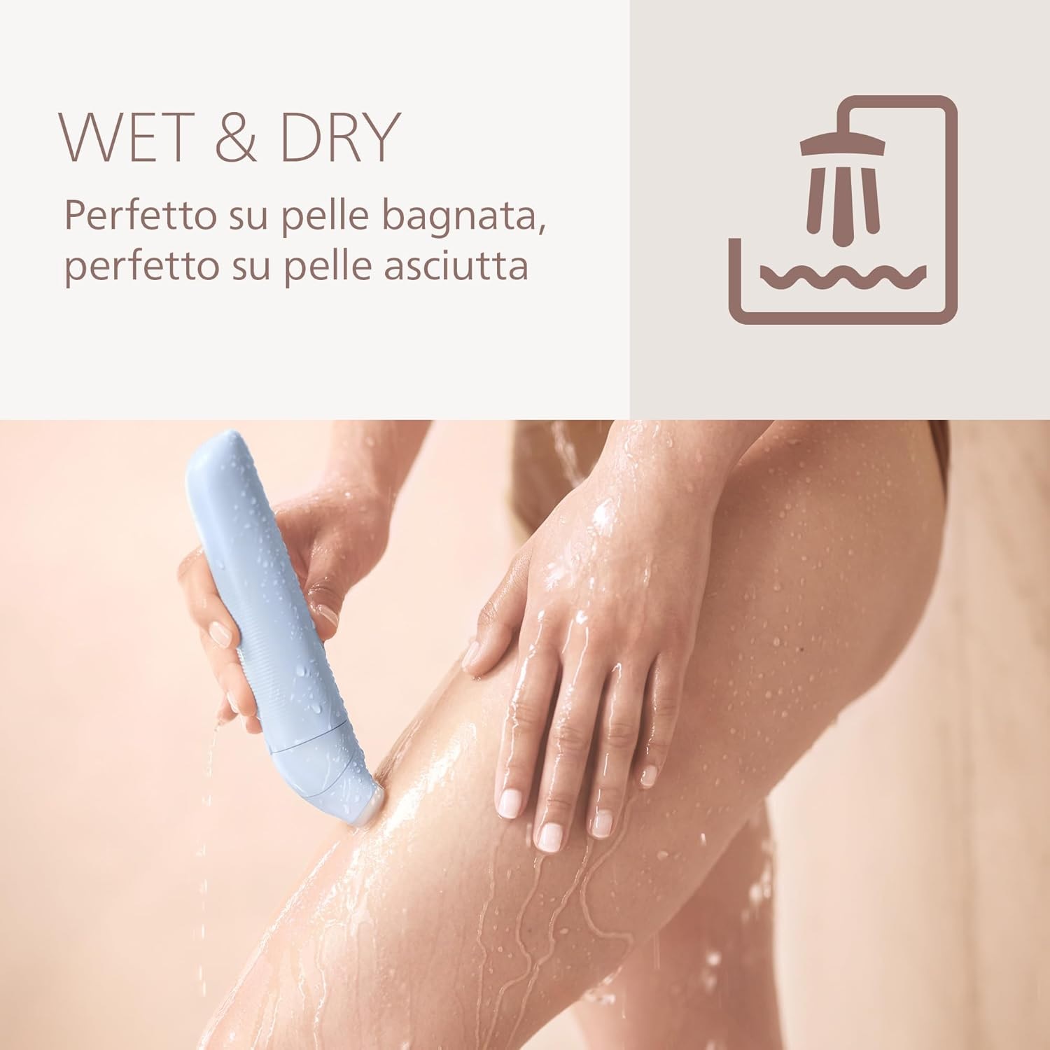 Philips Lady Shaver Serie 6000 BRL127/00 - Rasoio senza filo Wet & Dry con sistema di rasatura a 3 lame, per corpo e gambe, 80 minuti di utilizzo