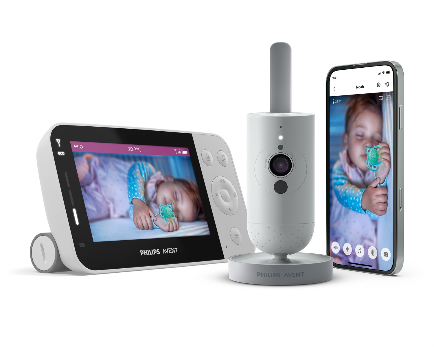 Philips Avent Connected Baby Monitor SCD951/26 - Wi-Fi, Telecamera HD 1080p, Visione Notturna Infrarossi, Rilevamento Pianto, Audio Bidirezionale, 12 Ore di Autonomia