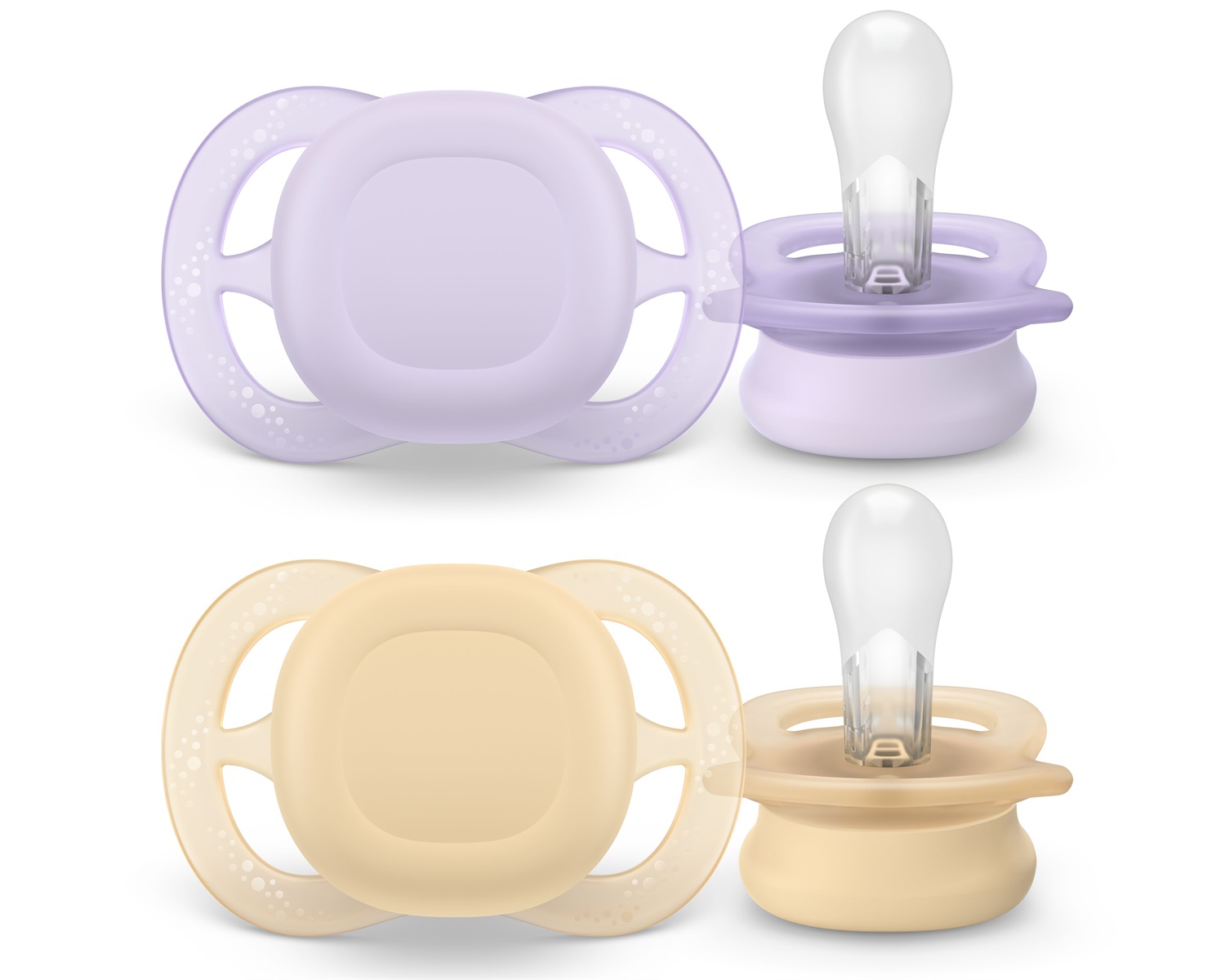 Philips Avent Ultra Start Succhietti 0-2 mesi - Set da 2, a base vegetale, colori pastello
